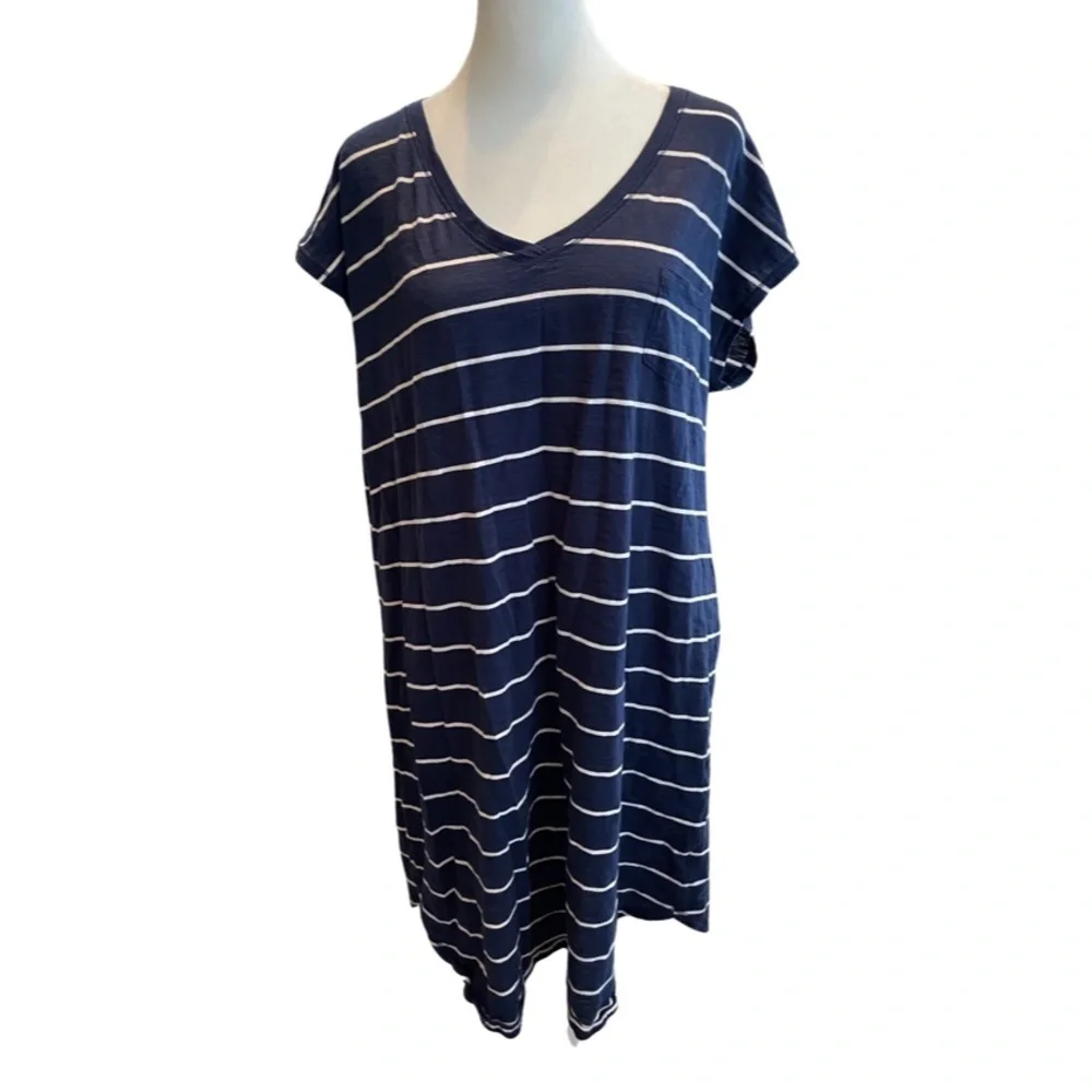 Gilligan & O’Malley blue and white striped tee shirt sleep dress XXL